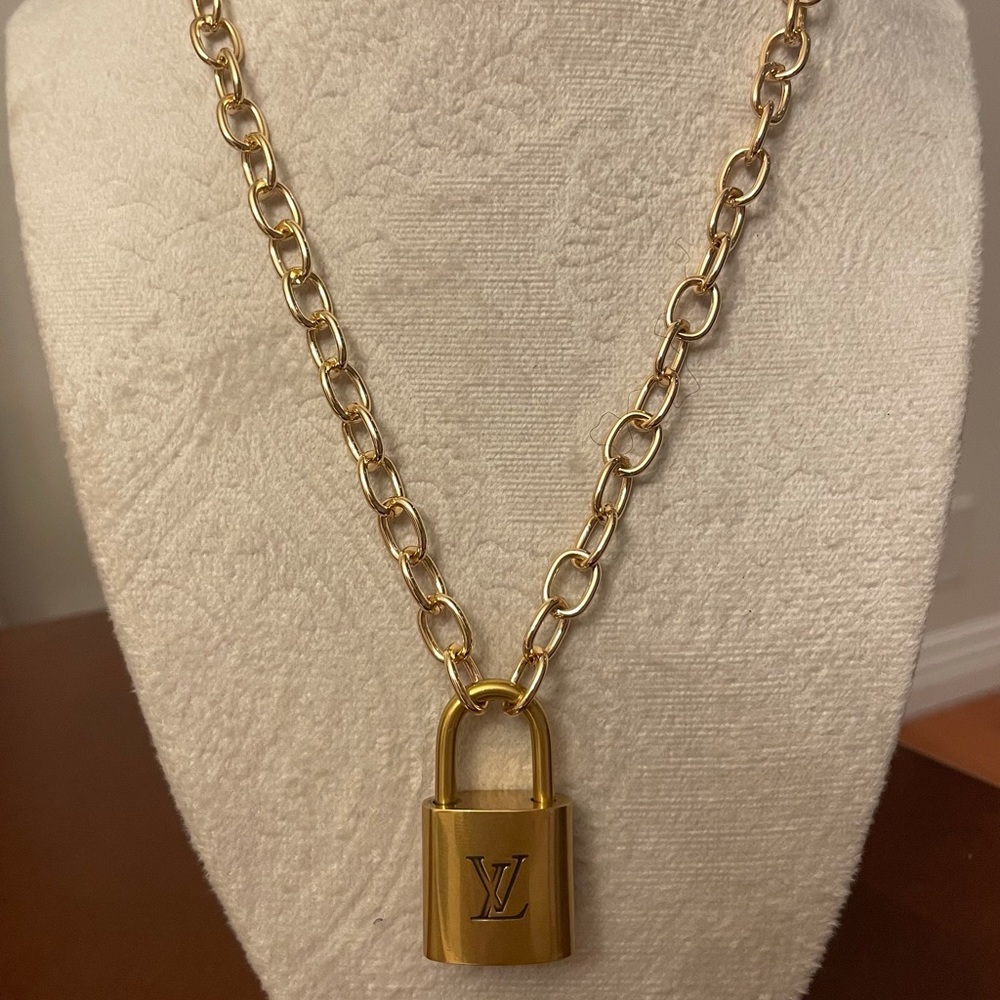 Repurposed authentic Louis Vuitton lock necklace